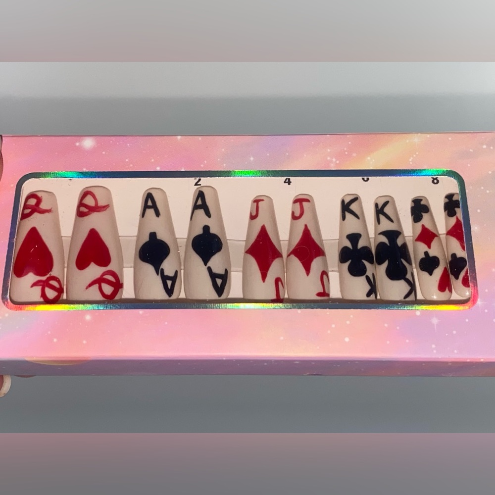 Handmade press on nails. 20 pc. Long coffin shape